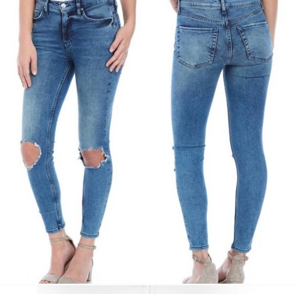 Free people ripped knee blue jean